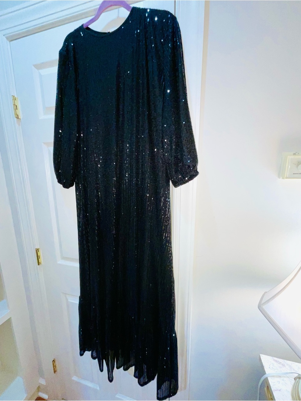 Black Sequin Long Sleeve Evening Dress - Picture 8 of 12